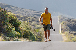 Man walking on road - El Hierro