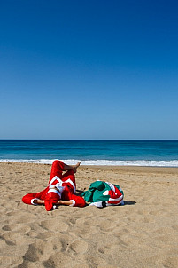 Santa Claus on beach
